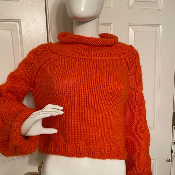 Free People Sweaters - Free People Orange Cowl Neck Sweater size S